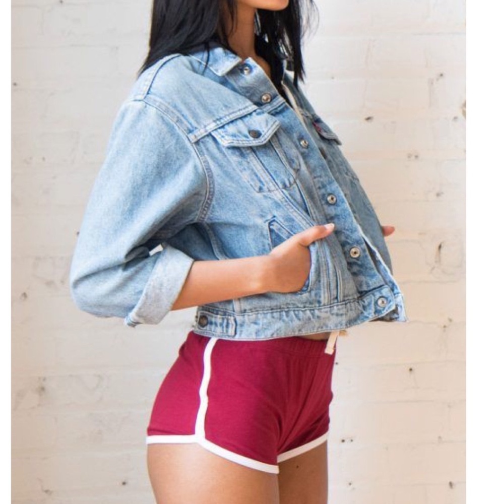 Burgundy Side Striped Shorts
